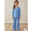ZX105: Girls 2 Piece Rib Outfit- Blue (4-12 Years)